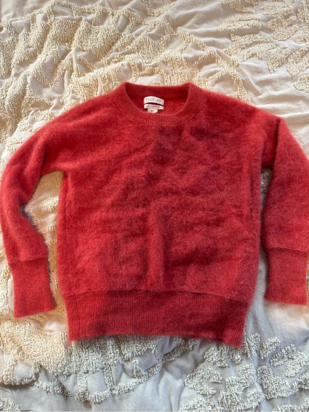 Rachel Zoe 100% Cashmere Coral Crewneck Sweater Women’s Size S Luxury Soft - Picture 3 of 7